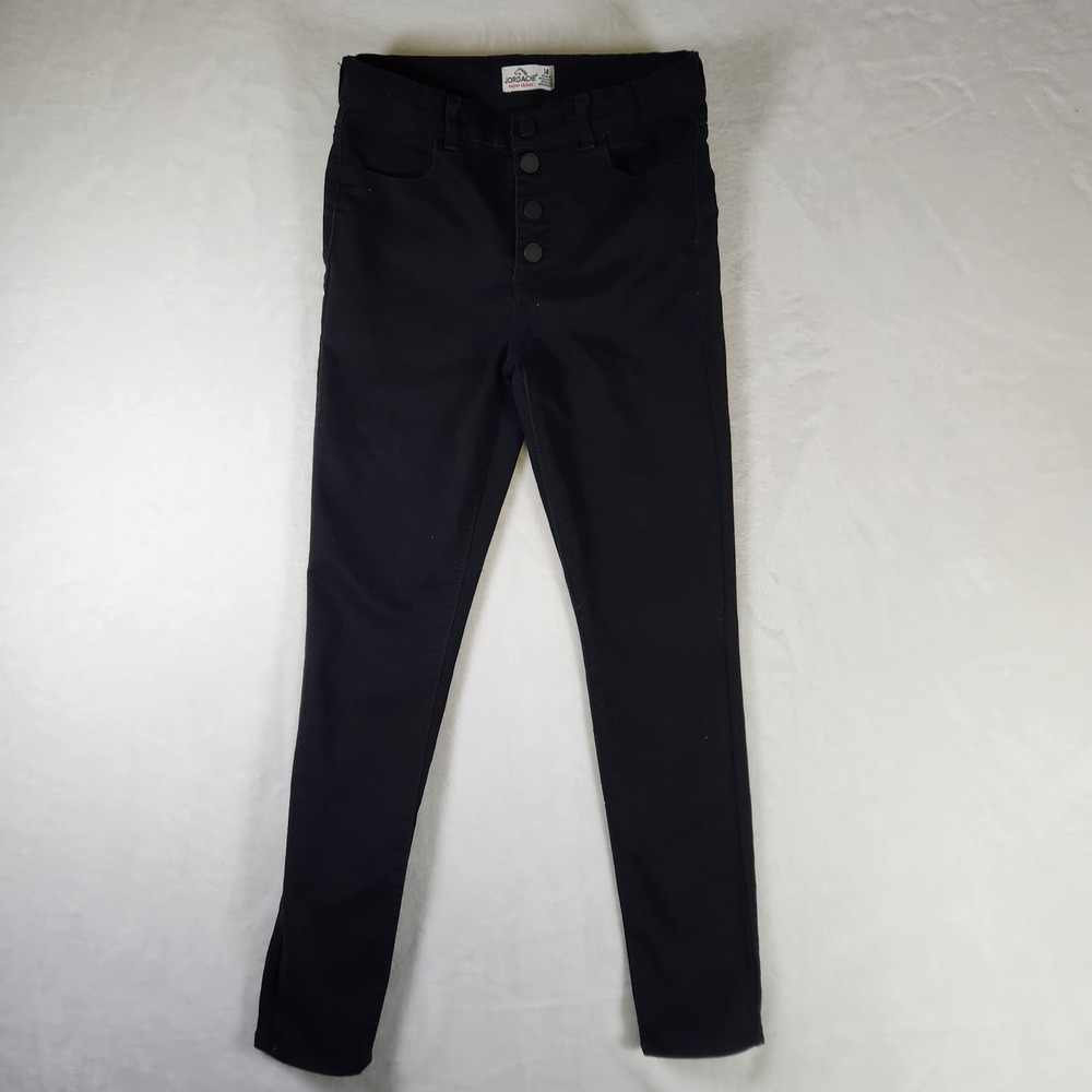 Jordache Super Skinny Girls Jeans Size 14 Black Button Fly High Rise‎ Denim